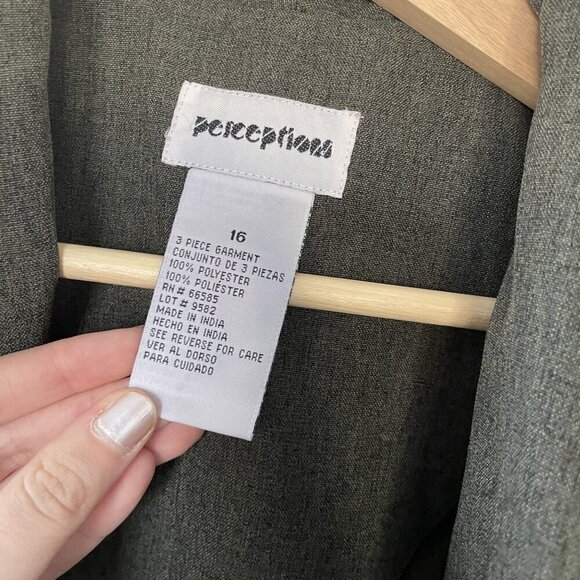 Perceptions olive green blazer women's size 16 business casual style comfortable - Picture 3 of 8